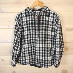 LL Bean Women’s size S Scotch Plaid Full-Zip Flannel Hoodie Shirt Shacket